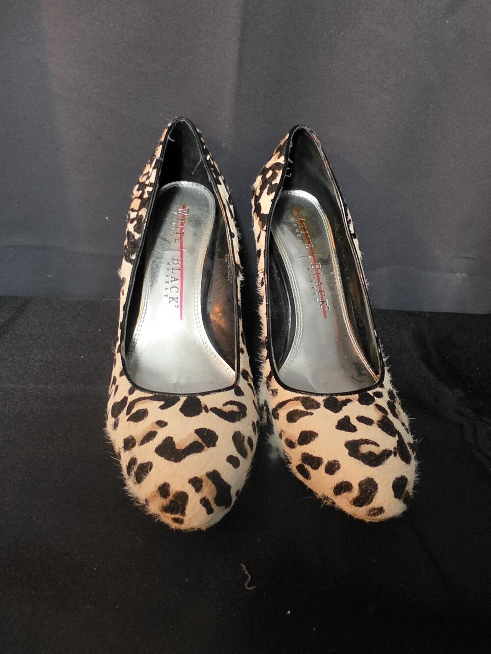 WHITE HOUSE BLACK MARKET Black Leopard Calf Hair Leather Classic Heels Pumps 6.5